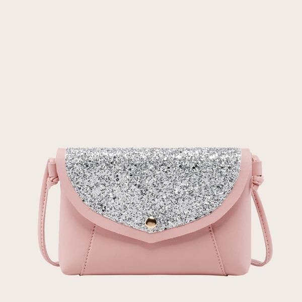 

Girls Glitter Flap Crossbody Bag, Pink