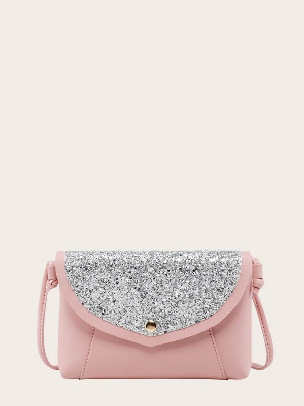 

Girls Glitter Flap Crossbody Bag, Pink