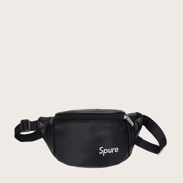 

Kids Embroidered Letter Bum Bag, Black