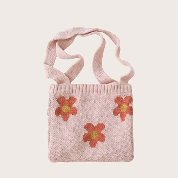 

Girls Floral Knit Bag