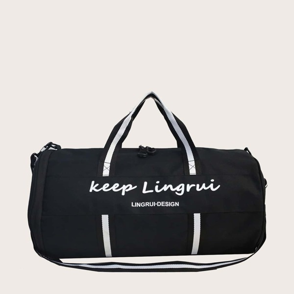 

Men Letter Graphic Travel Bags, Black