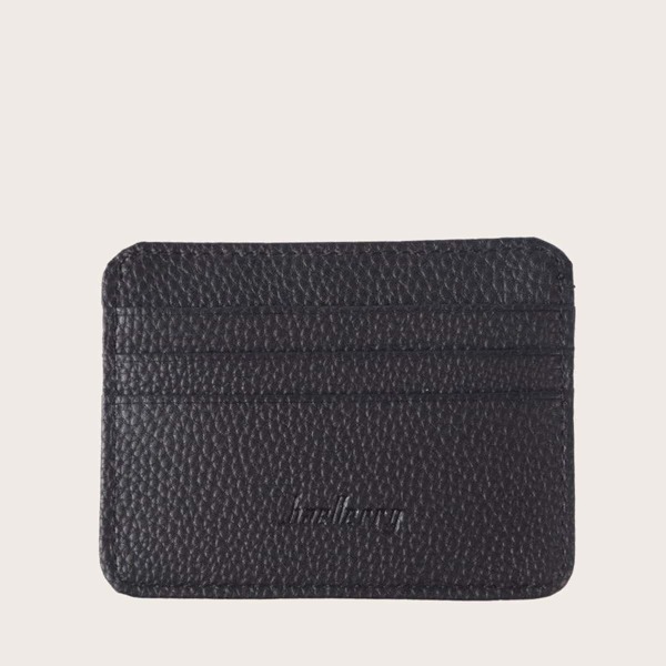 

Men Letter Embossed Minimalist Card Holder, Black