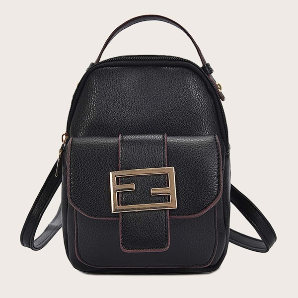 

Metal Decor Flap Pocket Front Backpack