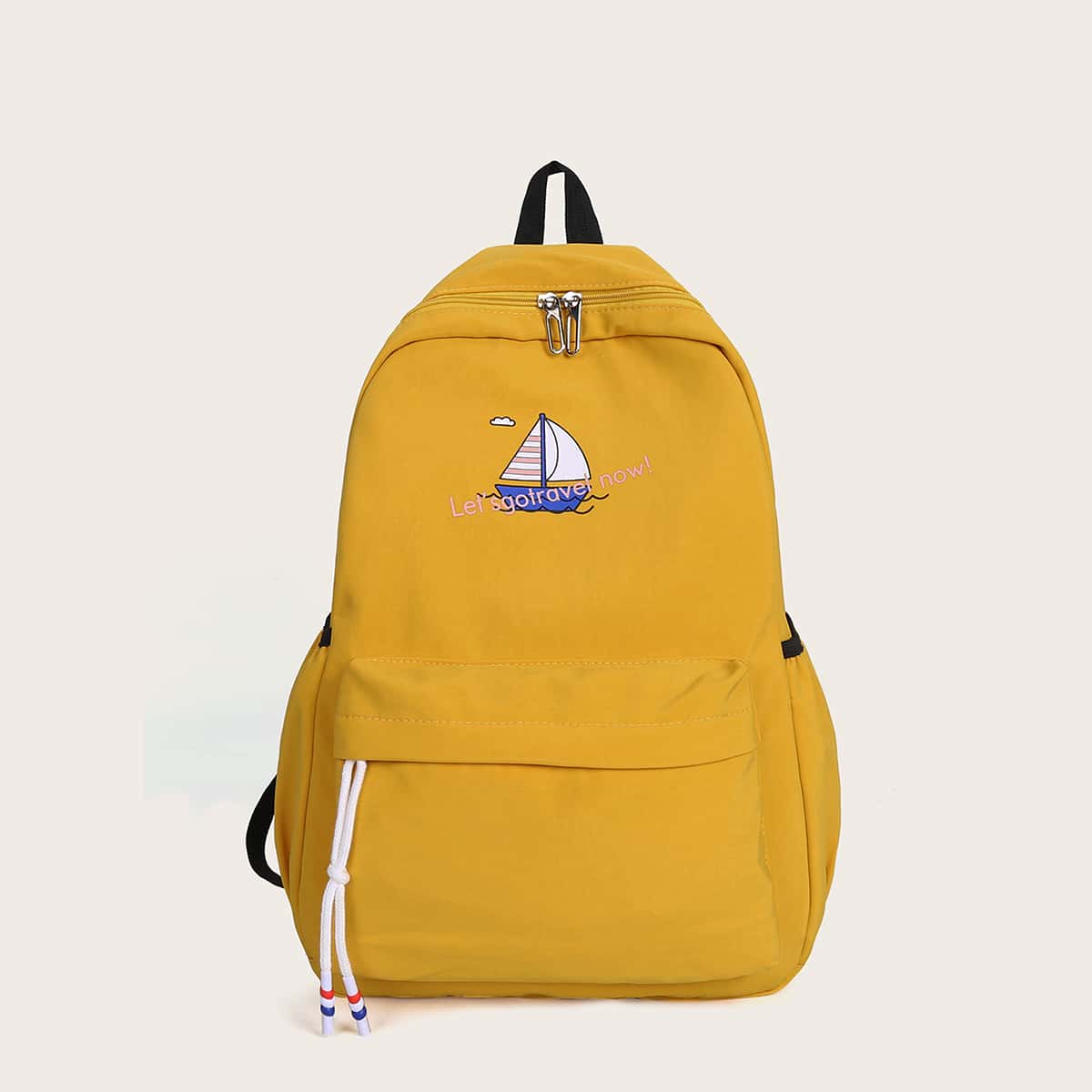 

Letter Graphic Pocket Front Backpack, Yellow