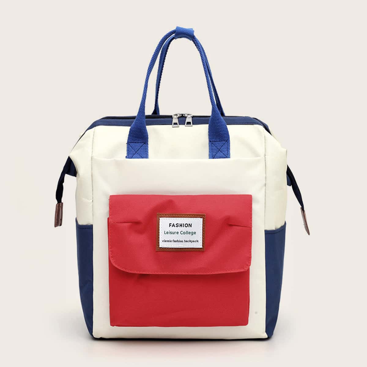 

Slogan Patch Decor Winged Backpack, Multicolor