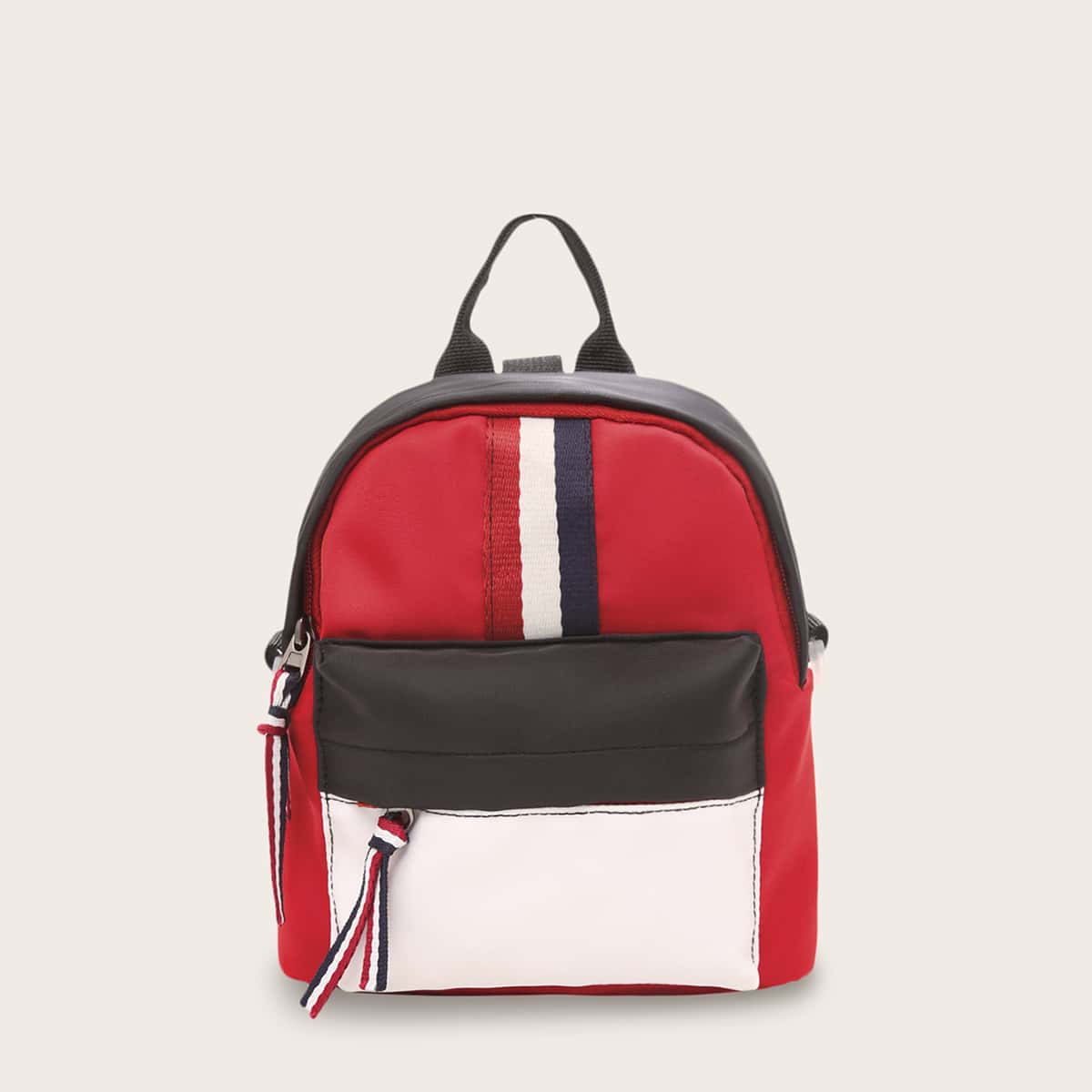 

Color Block Pocket Front Backpack, Multicolor