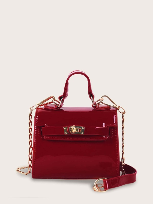 

Mini Twist Lock Satchel Bag, Red
