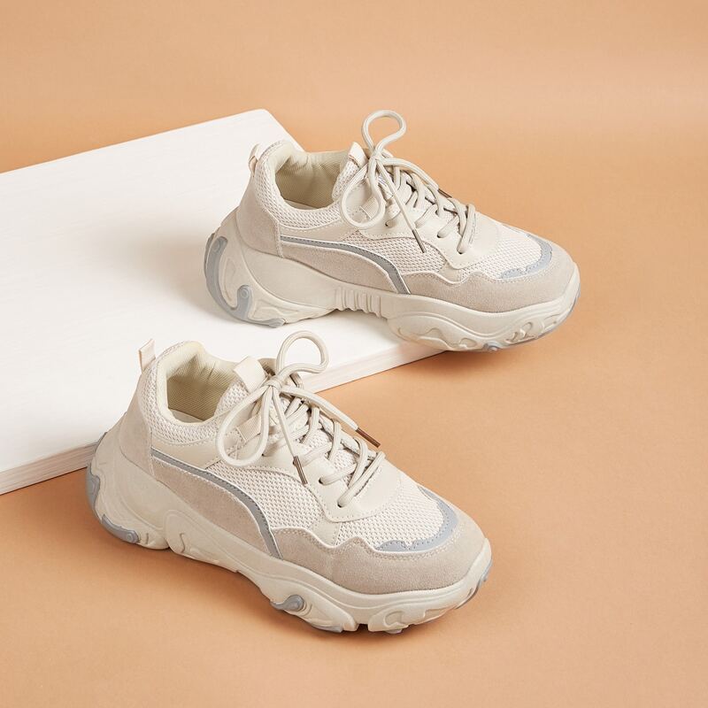 

Lace-up Front Chunky Trainers, Beige
