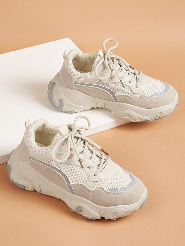 

Lace-up Front Chunky Trainers, Beige