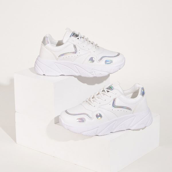 

Lace-up Holographic Chunky Trainers