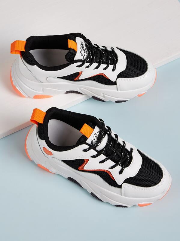 

Lace-up Colorblock Chunky Trainers, Multicolor
