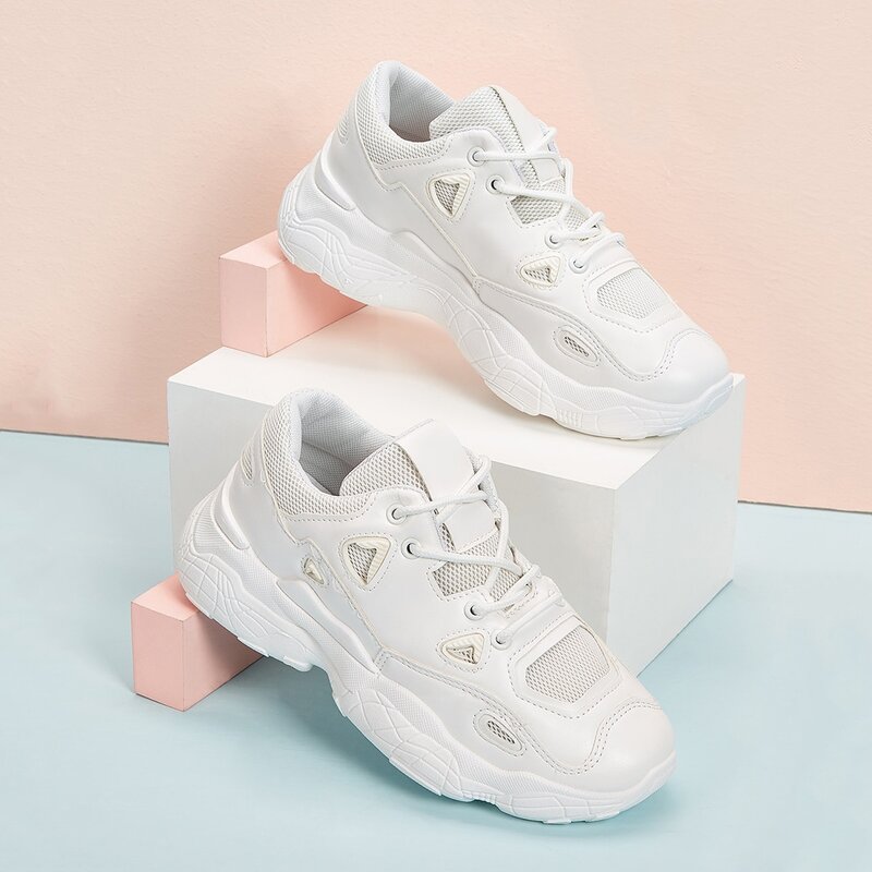 

Lace-up Front Chunky Sole Trainers, White