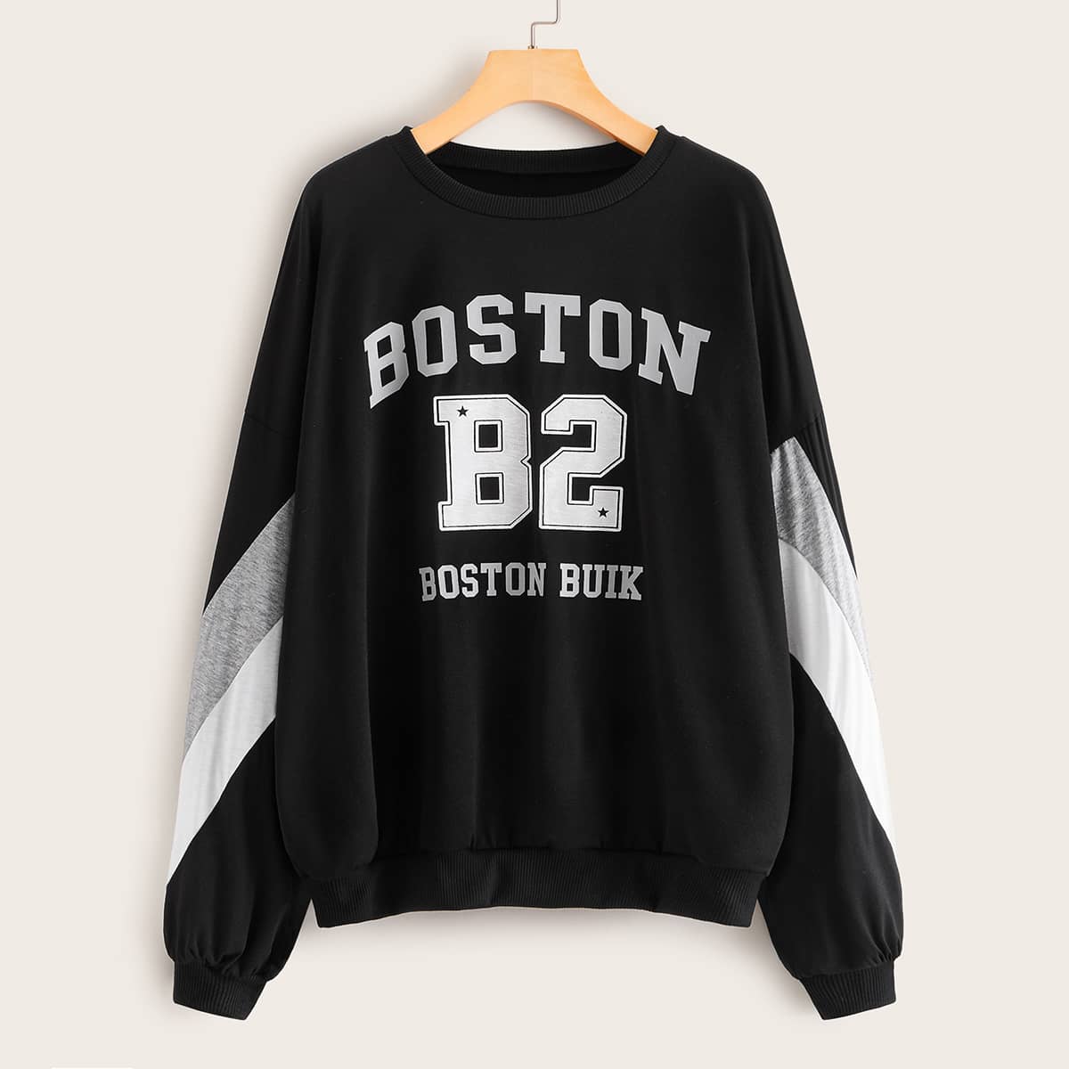 

Boston Buik Graphic Chevron Sleeve Pullover, Black