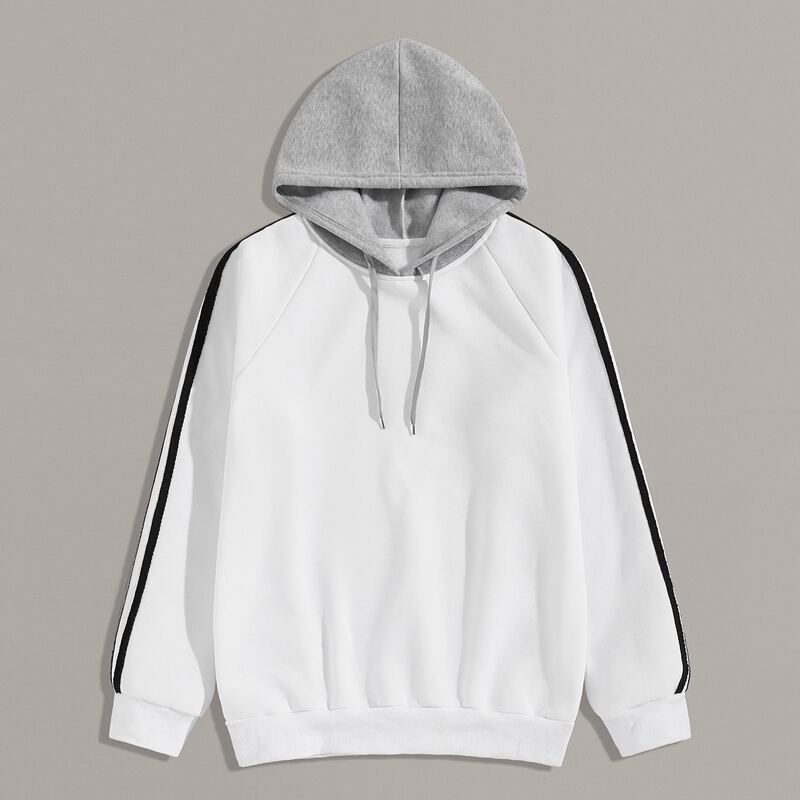 

Guys Side Stripe Drawstring Hoodie, White