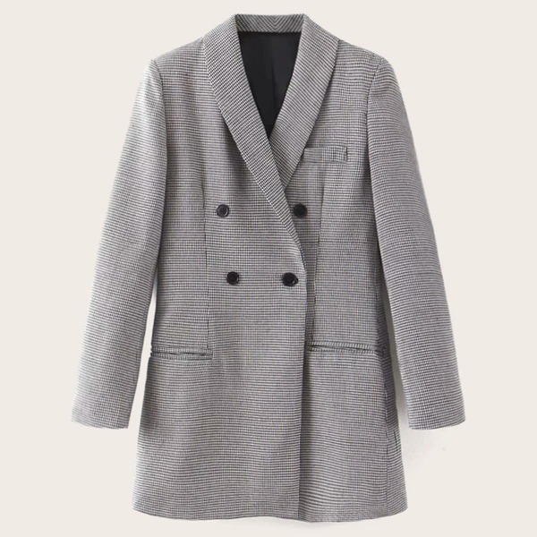 

Double Breasted Houndstooth Blazer, Black and white