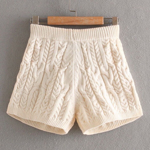

Cable Knit Sweater Shorts, Beige