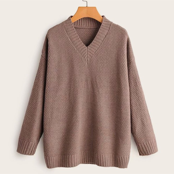 

V-neck Waffle Knit Jumper