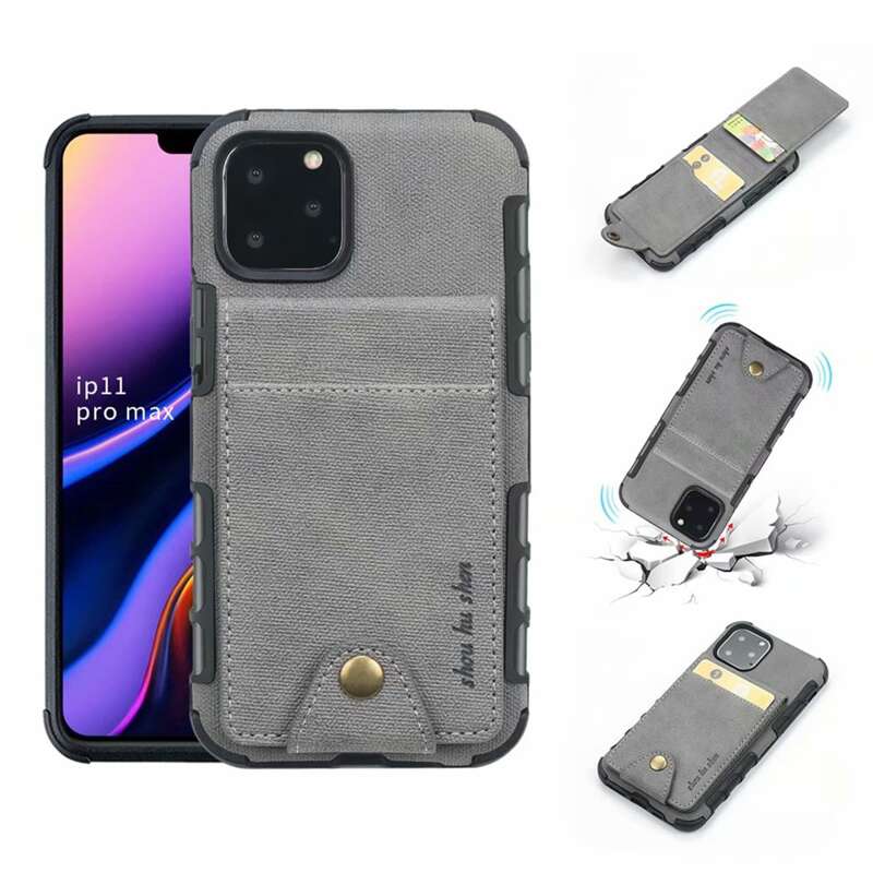 

Protective iPhone Case With Back Card Slots, Grey