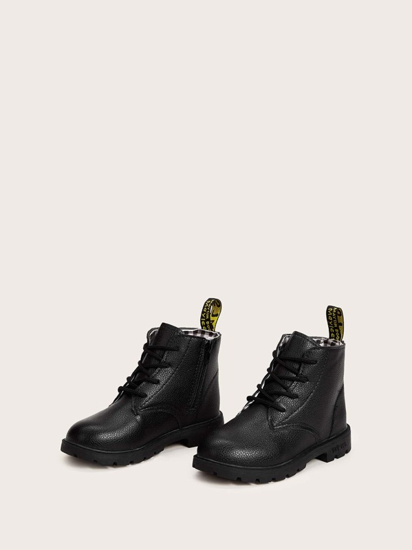 

Toddler Girls Lace Up Random Letter Tape Boots, Black