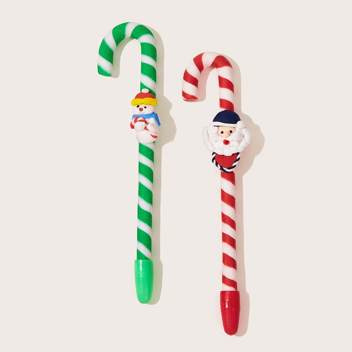 

1pc Random Christmas Cane Shaped Soft Pottery Pen