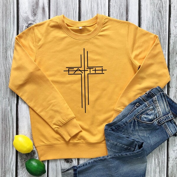 

Letter Graphic Round Neck Sweatshirt, Yellow