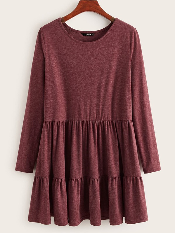 

Heather Knit Smock Dress, Burgundy