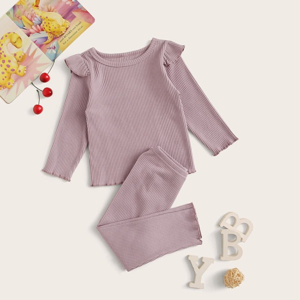 

Toddler Girls Rib PJ Set, Purple