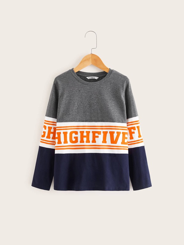 

Boys Striped & Letter Colorblock Tee, Multicolor