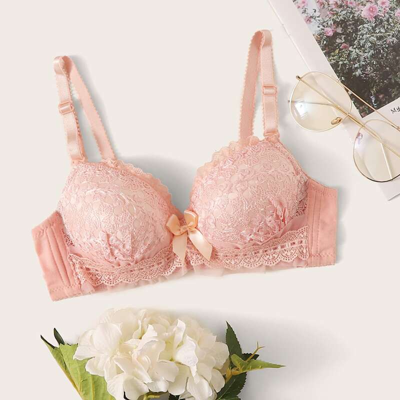 

Floral Lace Bra, Pink