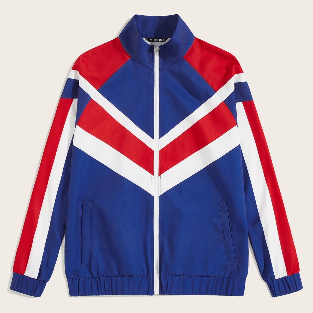 

Guys Zip Up Colorblock Chevron Jacket, Multicolor