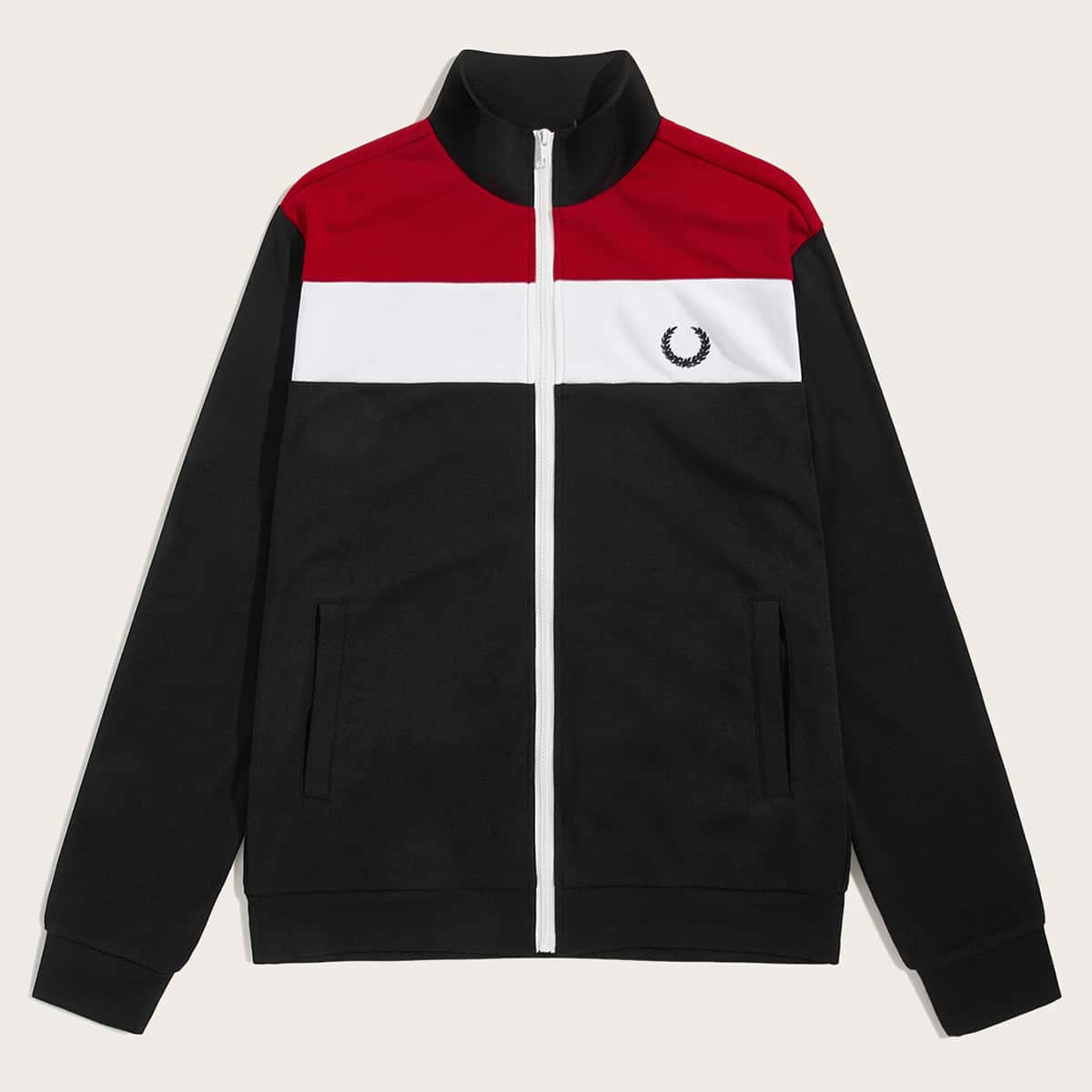 

Guys Colorblock Zipper Up Jacket, Black