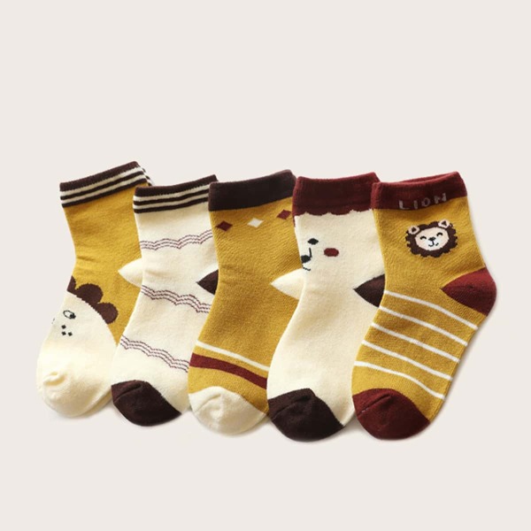 

5pairs Toddler Kids Cartoon Pattern Socks