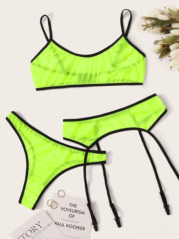 

Neon Green Garter Lingerie Set