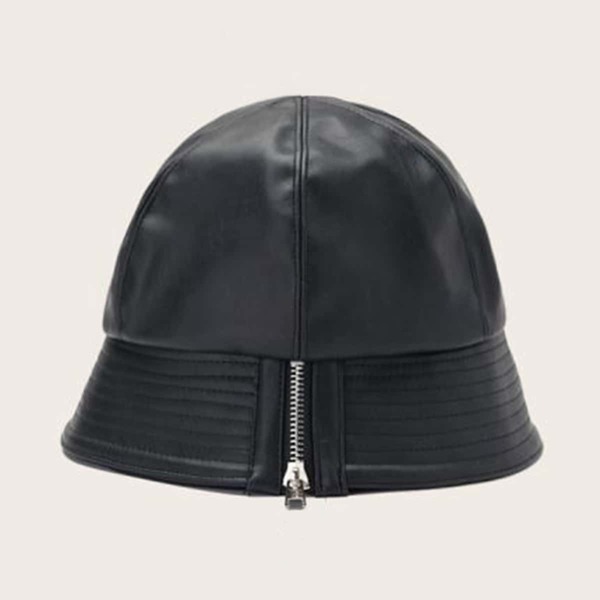 

Men Zipper Decor Bucket Hat, Black