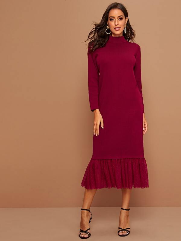 sweater dress mock neck