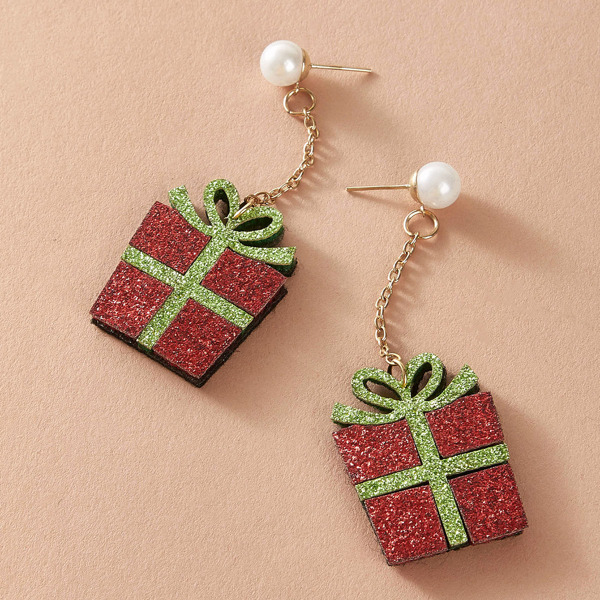 

1pair Faux Pearl Decor Gift Drop Earrings, Multicolor