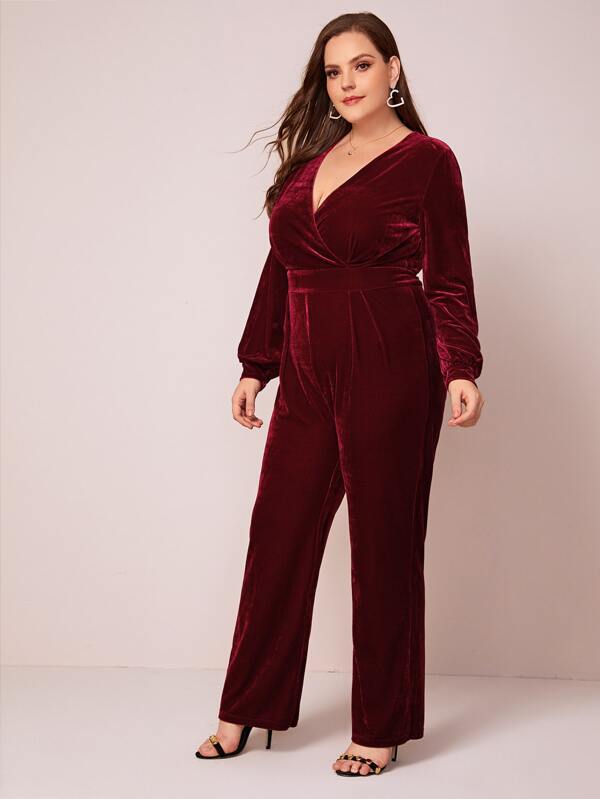 plus size velvet jumpsuit