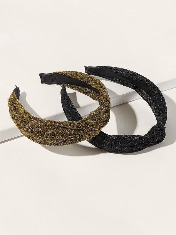 

2pcs Knot Decor Headband, Multicolor