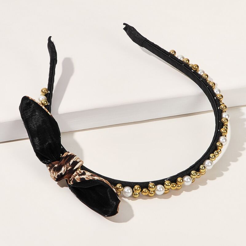 

Bow Knot & Faux Pearl Decor Headband, Multicolor