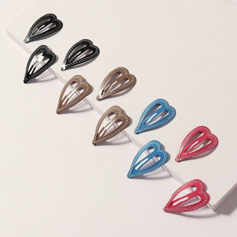 

10pcs Heart Design Hair Snap Clip, Multicolor