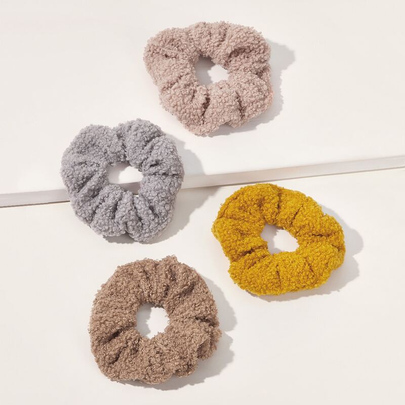 

4pcs Fluffy Hair Tie, Multicolor