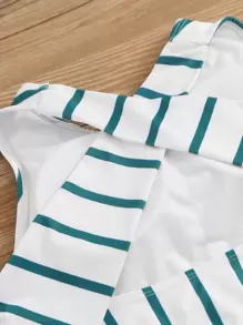 Çizgili Rastgele Baskı Bikini Seti - Çok renkli - Görünüm 3