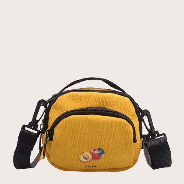 

Girls Fruit Graphic Canvas Satchel Bag, Yellow