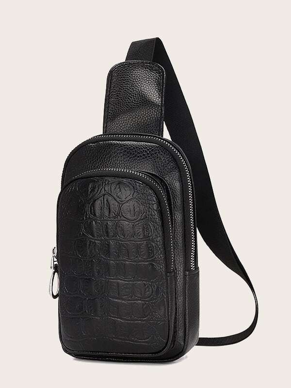 Men Croc Embossed Sling Bag