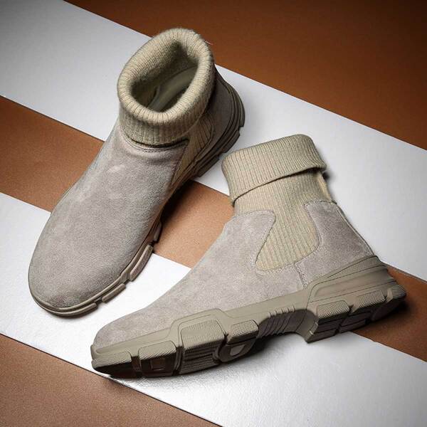 

Men Contrast Knit Boots