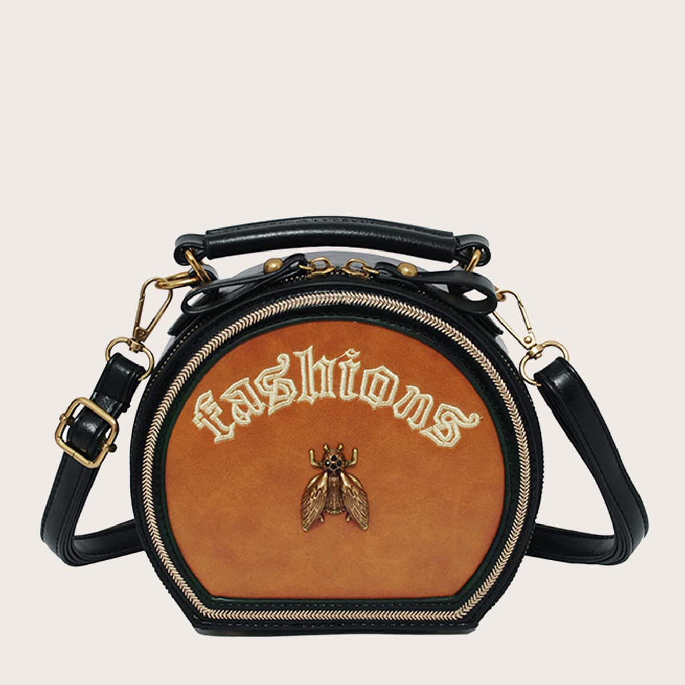 

Letter Embroidered Bee Decor Satchel Bag, Multicolor