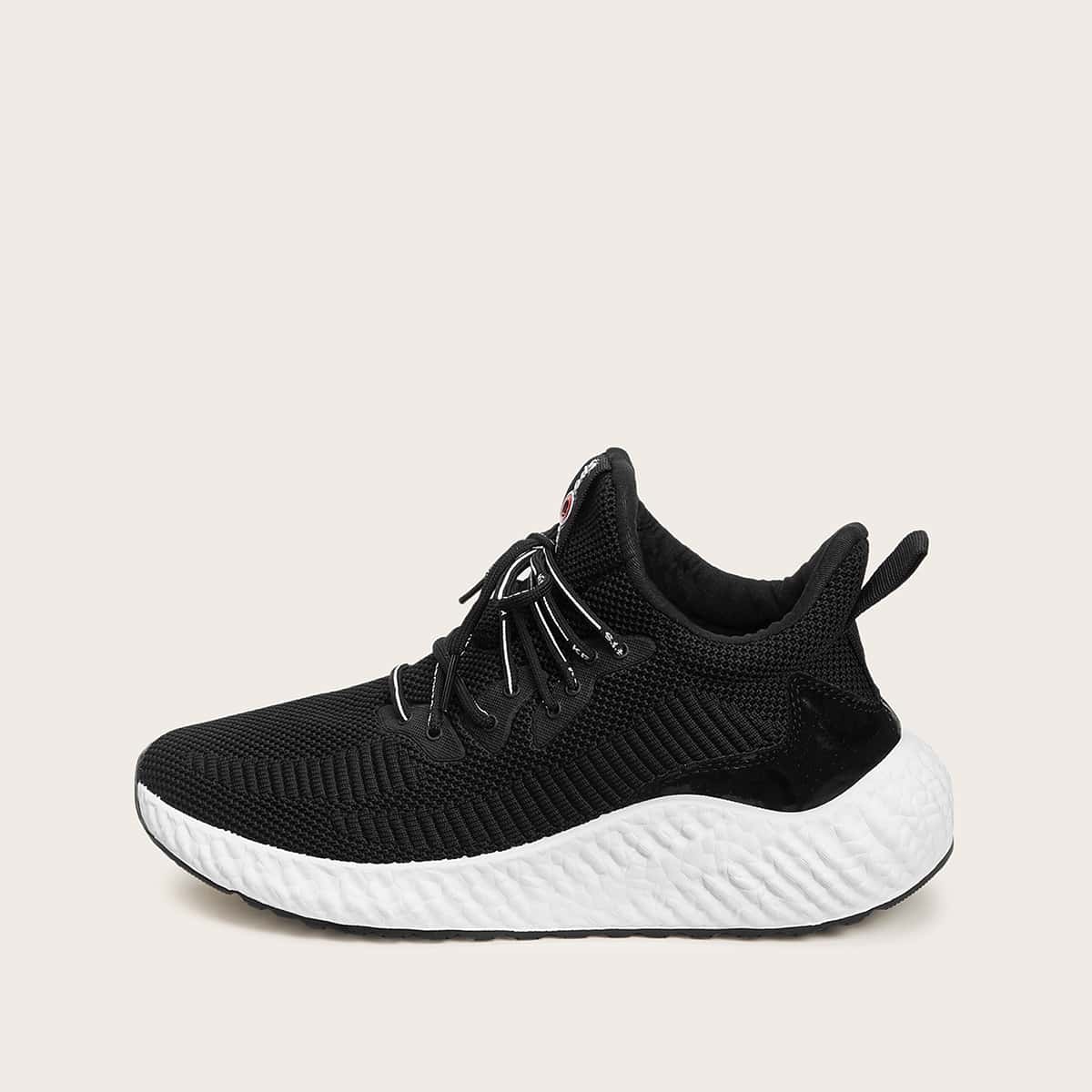 

Guys Lace-up Front Knit Trainers, Black