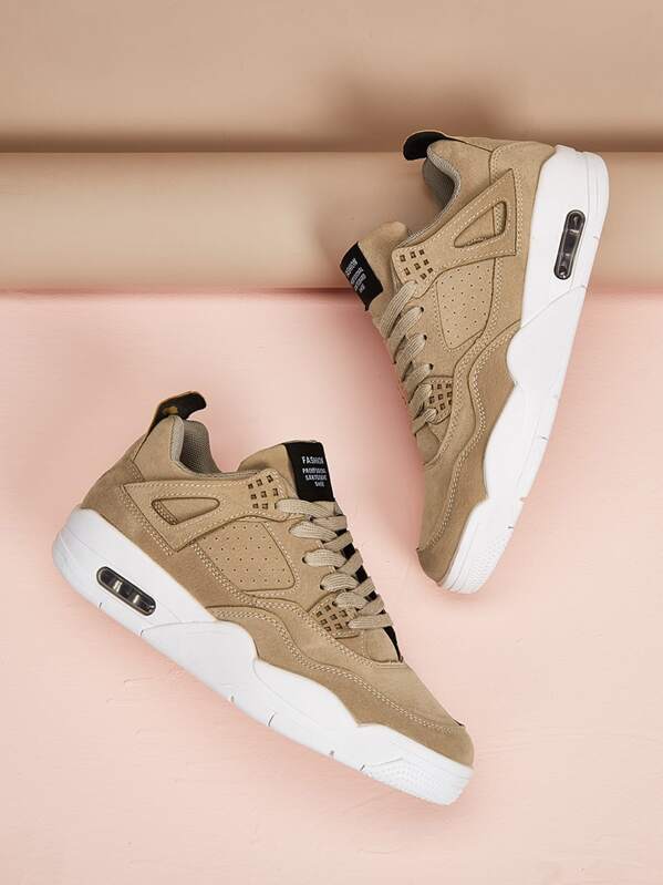 

Men Lace-up Front Perforated Chunky Sneakers, Brown