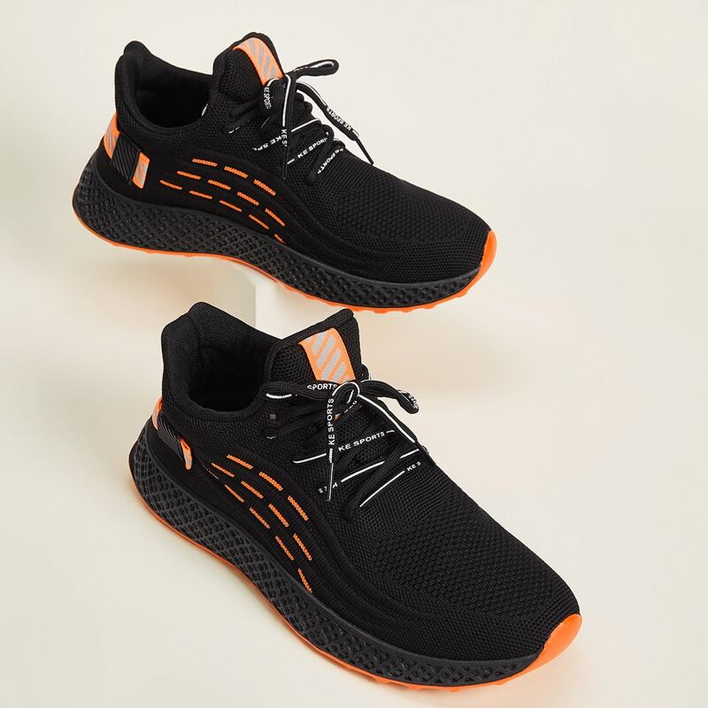 

Guys Striped Ribbon Lace-up Front Sneakers, Black