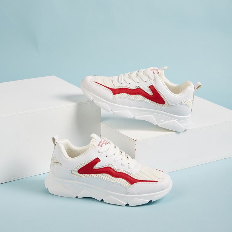 

Guys Lace-up Front Mesh Panel Chunky Sneakers, White